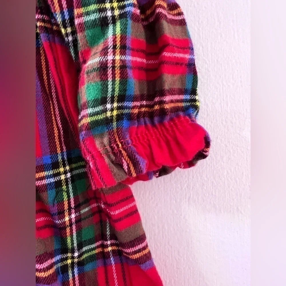 Baby Girls Plaid Dress Outfit with Matching Tights size 6-9 M